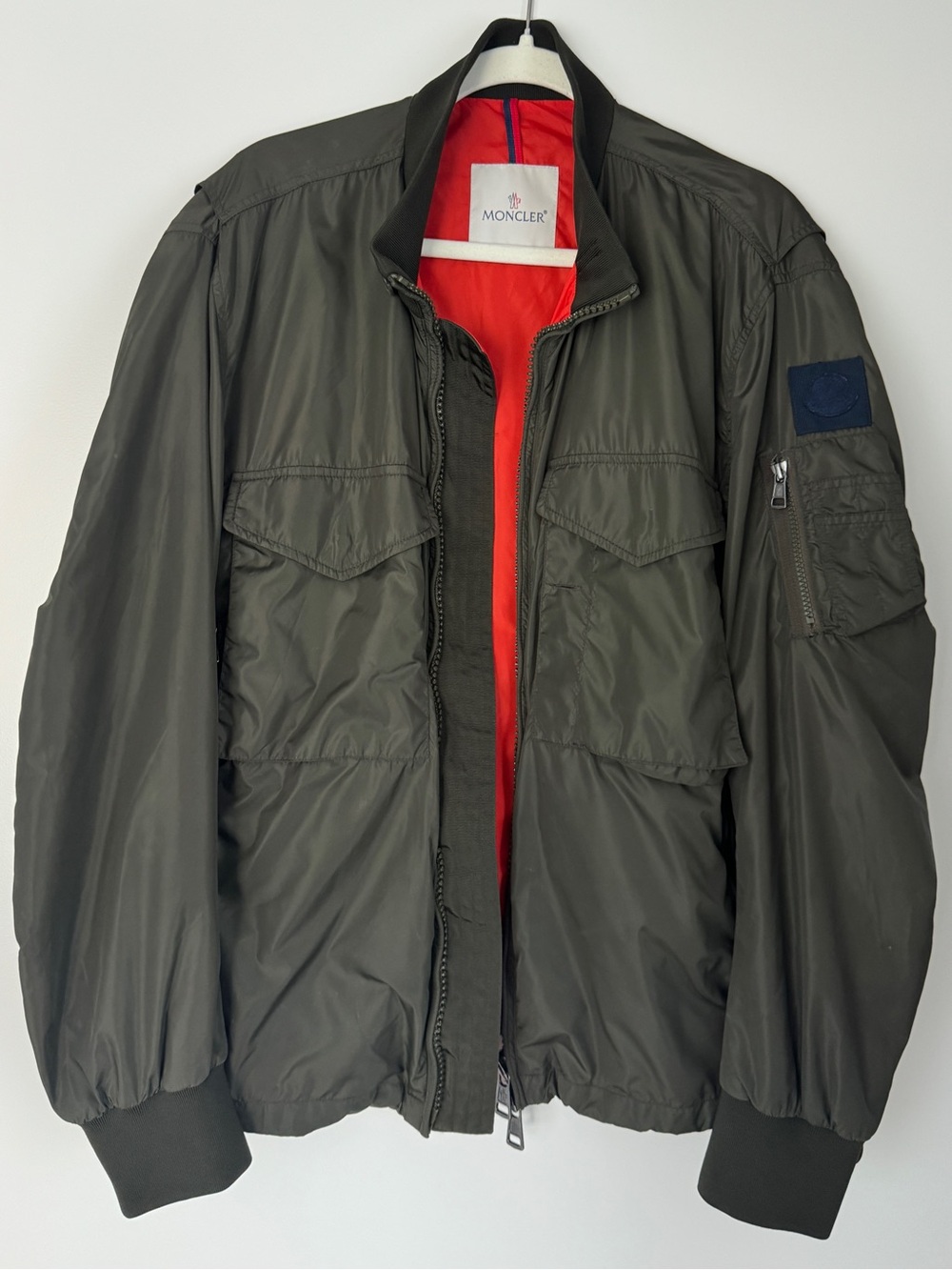 Moncler Men's Khaki Windbreaker Bomber Jacket - Size 4 / US XL
